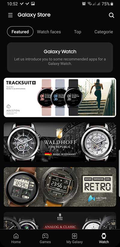 Galaxy store wearables