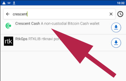 Crescent cash search on F-Droid