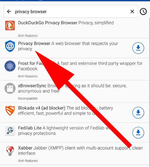 Search Privacy Browser on F-Droid